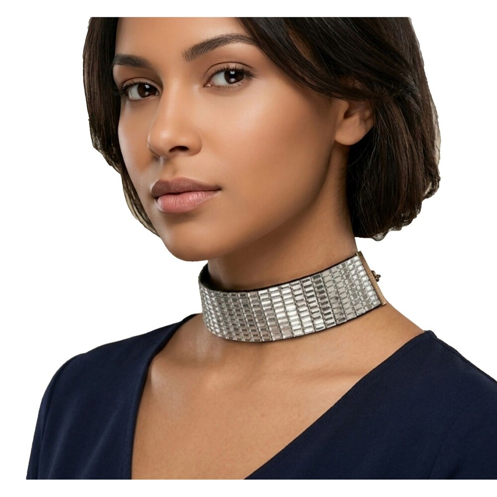 Claire's Multi Row Crystal Rhinestone Choker Statement Necklace Glam Y2K